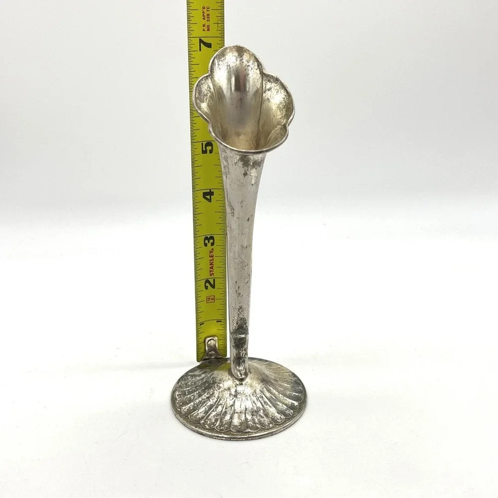 Vintage Raimond Silver Plate Calla Lily Bud Vase 7 Inch Japan Fluted Base